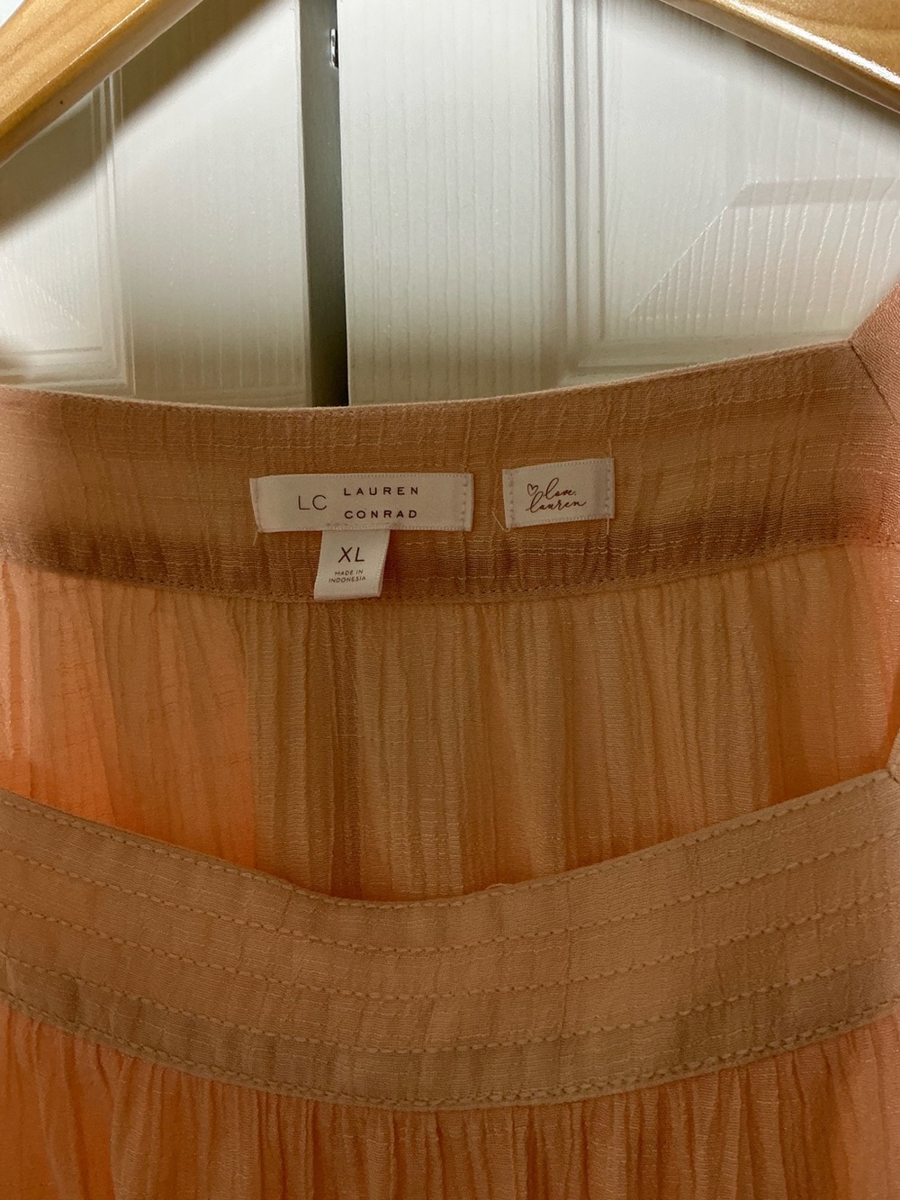 Light Peach Square Neck Gauze Blouse - Picture 3 of 4